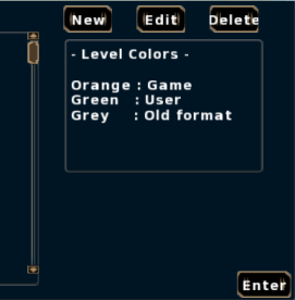 Level new/edit/delete Buttons